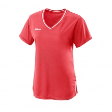 Koszulka tenisowa Wilson Team II V-Neck koralowa damska